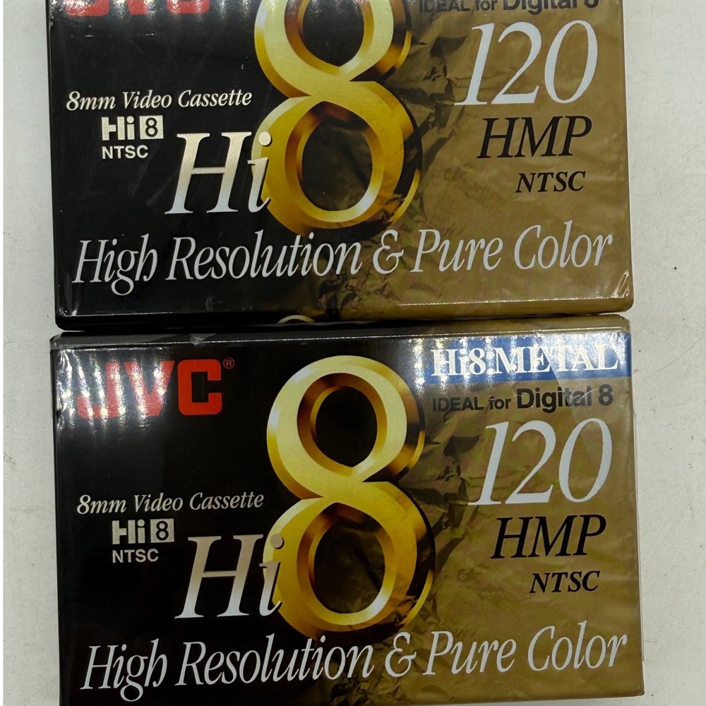 2 Pack JVC Hi8 120 HMP 8mm Video‎ Cassette Tapes NTSC Sealed New High Resolution